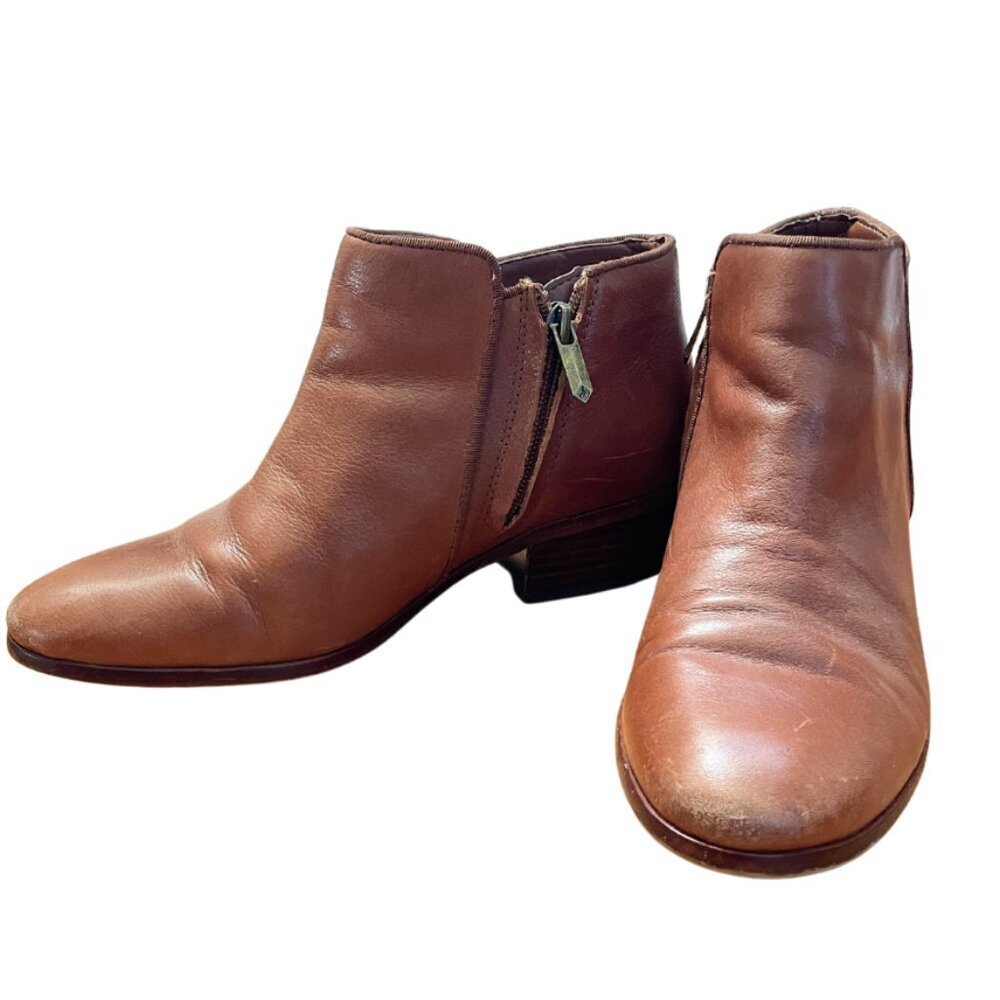 Sam Edelman Petty Leather side zip ankle bootie women’s size‎ 7 brown